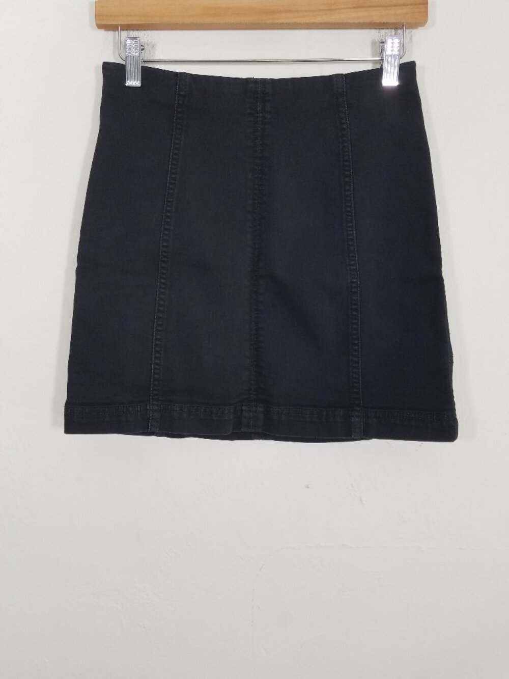 Free People Denim Mini Skirt Black Stretch Size 4